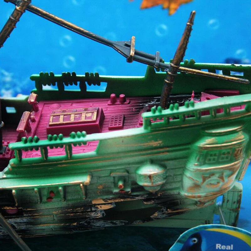 Grande decoração de aquário barco aquário navio ar dividido naufrágio tanque de peixes diy e decoração de casa
