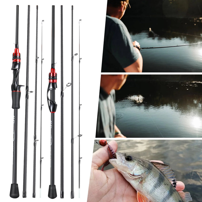 Sougayilang-Casting Spinning Fishing Rod, Ultraleve Carbon Fiber Rod, Pole 4 Seção com EVA Handle, Isca Peso 0.8-5g, 2.1m