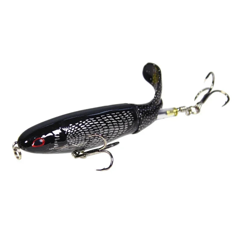 1 pçs 10cm/14cm topwater isca de pesca whopper popper isca artificial duro plopper macio rotação cauda equipamento de pesca isca de pesca