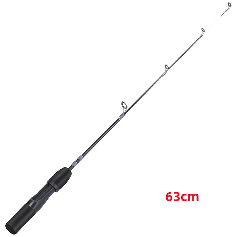 Sougayilang 63cm 71cm inverno varas de pesca no gelo 2 seções ultraleve portátil inverno vara de pesca alça de madeira varas giratórias