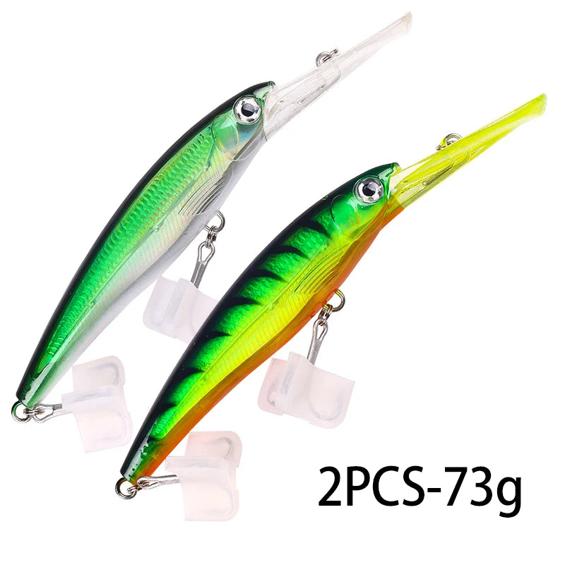 48-90-95g isca de pesca mergulho profundo minnow isca artificial wobblers enfrentar pesca carpa pique walleye original mar isca de pesca