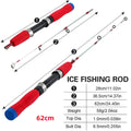 Sougayilang 63cm 71cm inverno varas de pesca no gelo 2 seções ultraleve portátil inverno vara de pesca alça de madeira varas giratórias