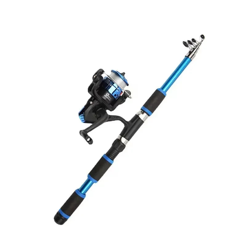 Vara de pesca portátil, vara de arremesso remota, fibra de vidro, 1.8/1.5m, vara de pesca telescópica, relação de engrenagem, molinete de pesca