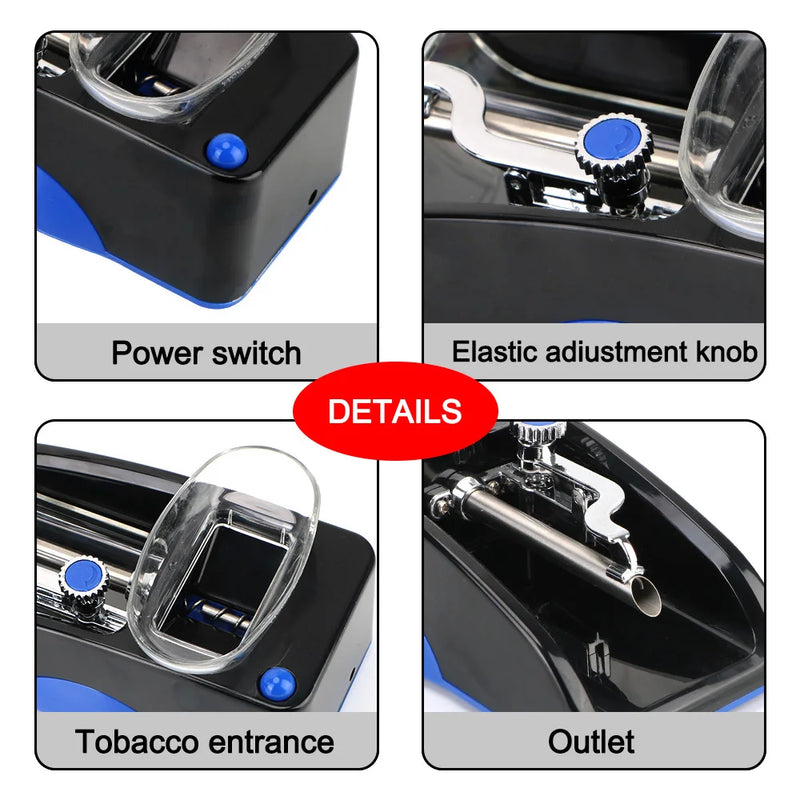 Electric Automatic Cigarette Rolling Machine, Tobacco Roller, Smoking Tool, DIY Injector Maker, Acessórios para fumar, UE, EUA Plug