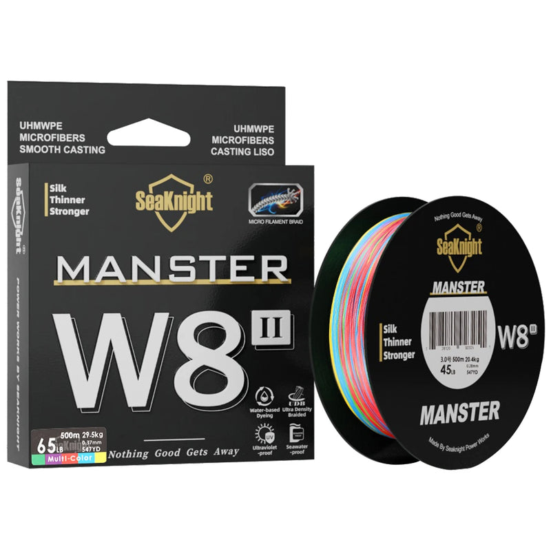 Seaknight marca w8 ii série linhas de pesca 8 tece 500m 300m 150m atualização forte trançado linha pe para pesca em água do mar 15-100lbs