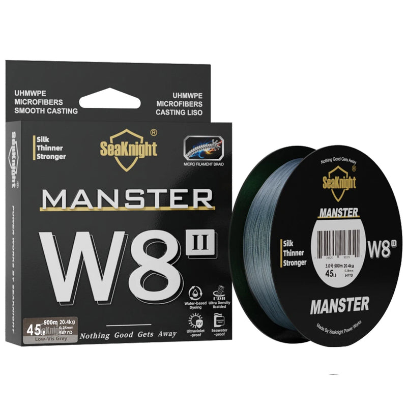 Seaknight marca w8 ii série linhas de pesca 8 tece 500m 300m 150m atualização forte trançado linha pe para pesca em água do mar 15-100lbs