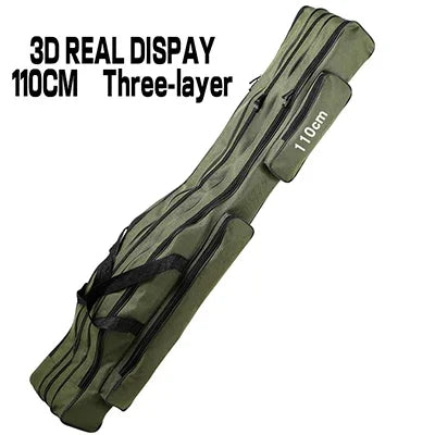 Bolsa de pesca multifuncional de grande capacidade, 2/3 camadas, 110cm-150cm, portátil, oxford, vara de pesca, estojo de armazenamento, equipamento de pesca