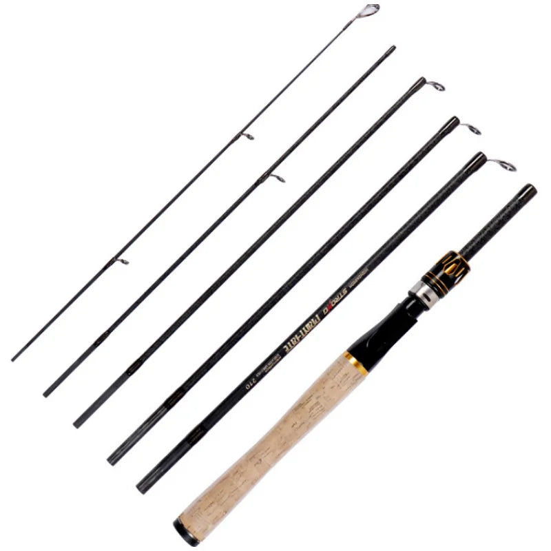Vara de isca de fibra de carbono, 1.8m/2.1m/2.4m/2.7m, seção ultracurta, fiação/casting, viagem, varas de pesca super duras