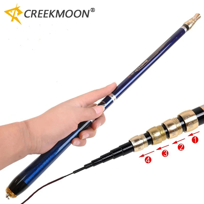 Vara de pesca de posicionamento ajustável 3.6m-7.2m ultra-curta de carbono telescópica fiação ultra leve vara de fluxo duro para alimentador de peixes