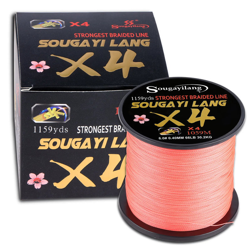 Sougayilang-linha de pesca trançada, tudo para água salgada, pesca marítima, Multifilament PE, 4X, 100 m, 300m, 5 cores, 66LB