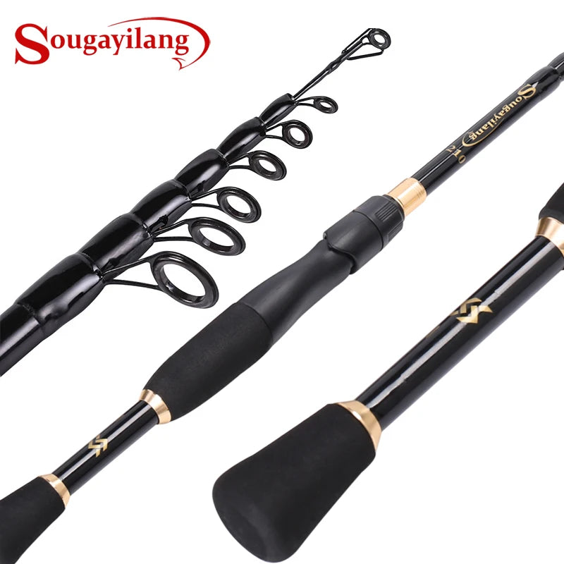 Sougayilang Vara De Pesca Telescópica Ultra Leve Fiação Vara De Pesca Material De Fibra De Carbono 1.8-2.4 M Vara De Pesca Equipamento