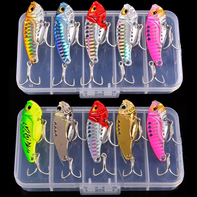Aorace 5 pçs/caixa metal vib 3/7/10/15/20g isca de pesca vibração colher iscas duras crankbait wobbler swimbait cicada vib enfrentar