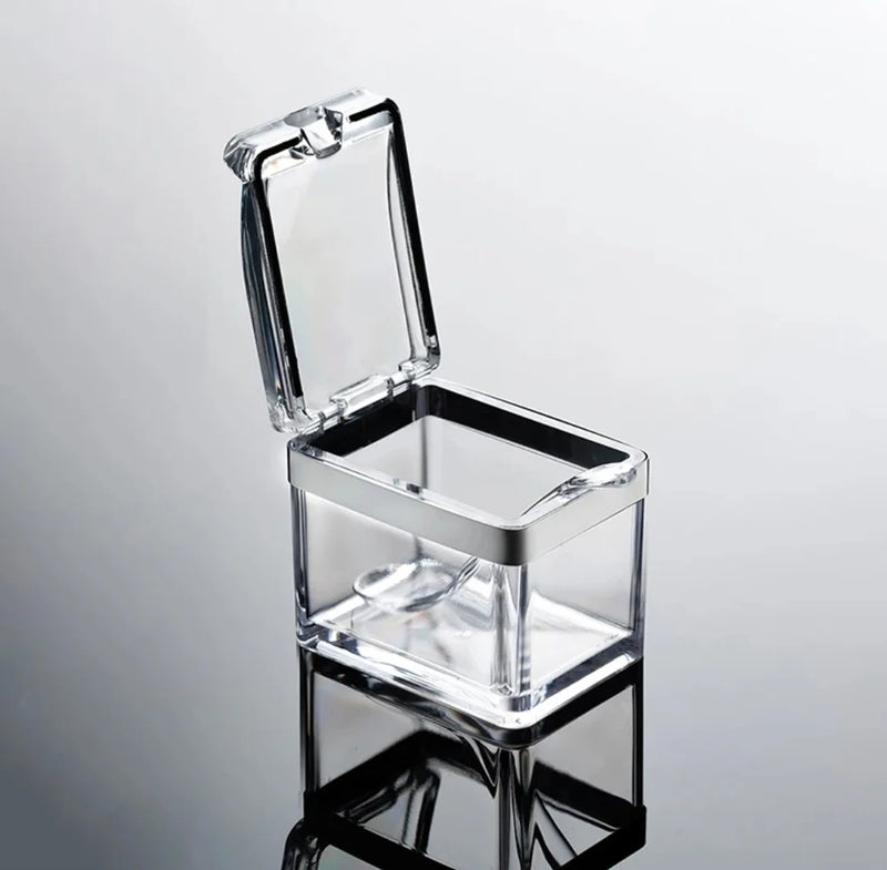 Recipiente De Armazenamento De Cristal Com Colher, Estante De Tempero, Panelas Para Pimenta Spice, Caixa Clara, Conjunto De 4