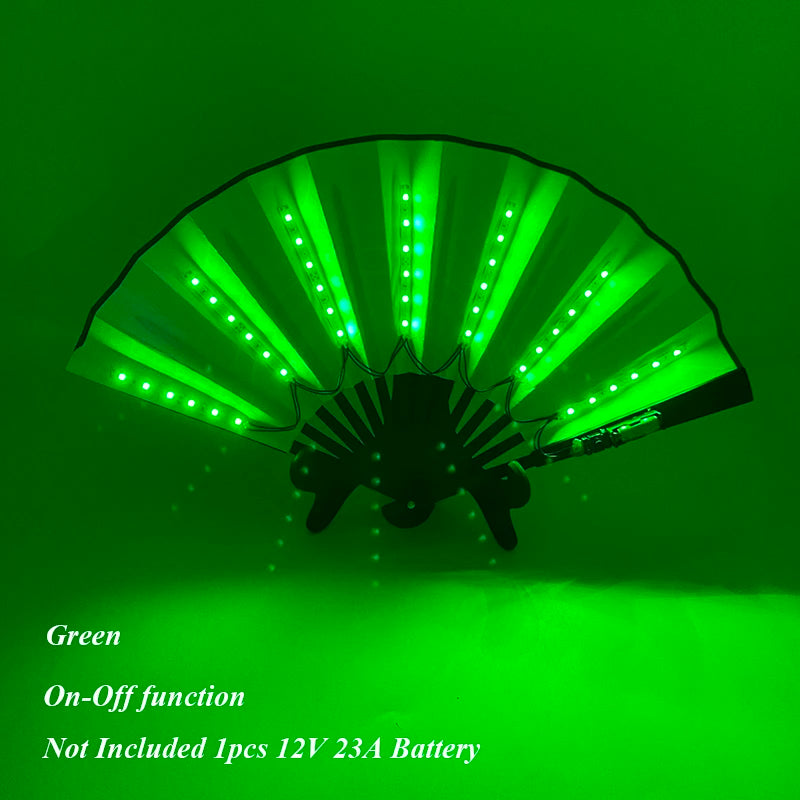 Suprimentos de iluminação para festa de carnaval de Halloween 10 polegadas LED luz neon ventilador rave dobrável ventilador luminoso brilhando na festa