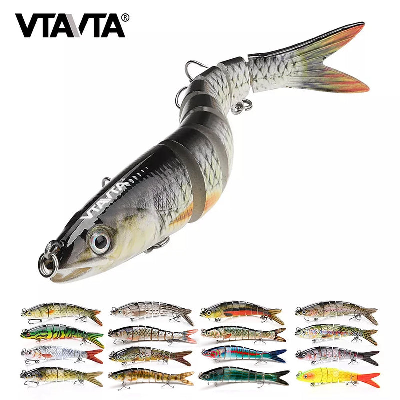 VTAVTA 10/14cm afundando wobblers iscas de pesca articuladas crankbait swimbait 8 segmento duro isca artificial para pesca enfrentar isca