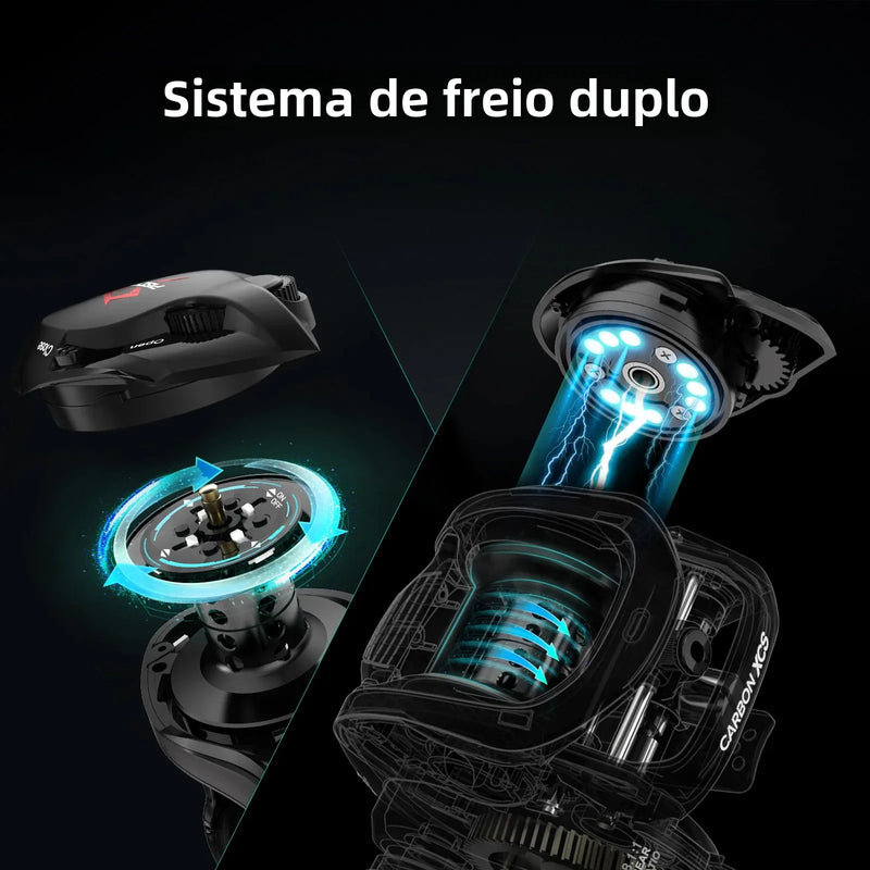 Piscifun carbono xcs carretel de arremesso 8kg arrastar 156g carretel de pesca de arremesso 8.1:1 relação de engrenagem sistema de freio duplo carretel de fundição de quadro