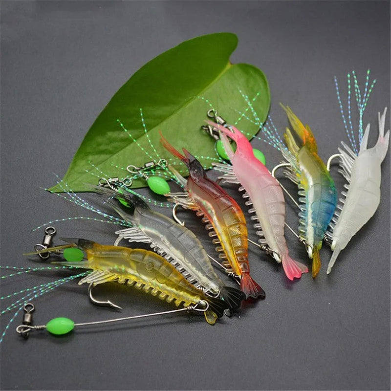 3pcs/7pcs iscas de camarão iscas de pesca isca de pesca artificial isca artificial ascesorios pesca
