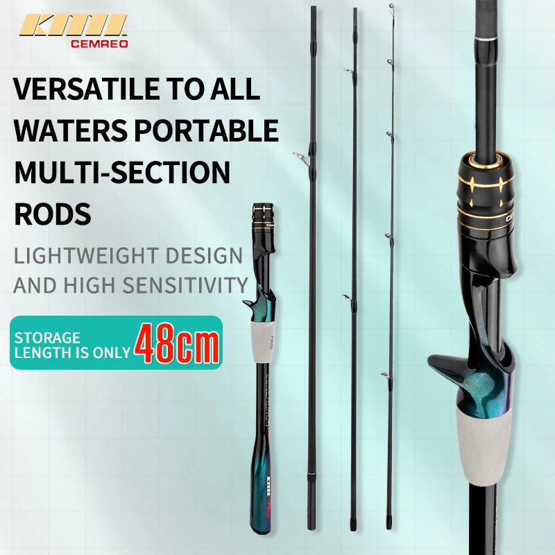 CEMREO Vara de viagem giratória fundição vara de pesca de carbono vara de pesca multiseção boa qualidade modelo de equipamento de pesca: RS-P