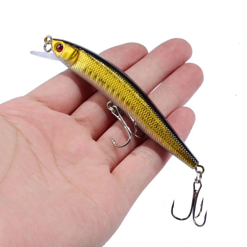 1 pçs minnow isca de pesca 95mm 8g flutuante isca dura wobbler jig isca crankbait carpa listrado baixo pesca equipamento de pesca swimbait