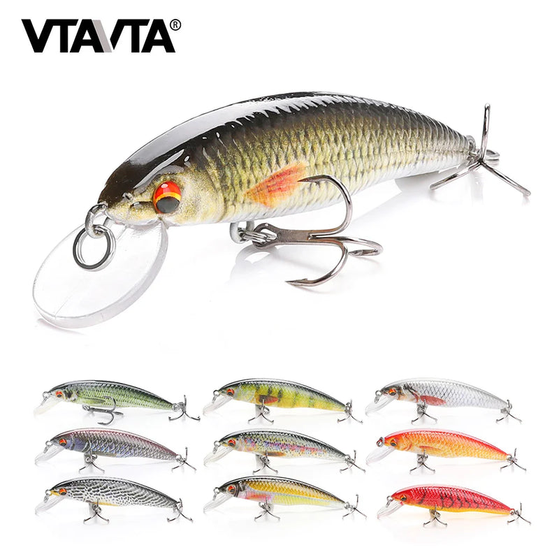 Vtavta 5cm/7cm/9cm preto minnow wobbler pique biônico carpa isca de pesca artificial para pesca crankbait flutuante minnow isca