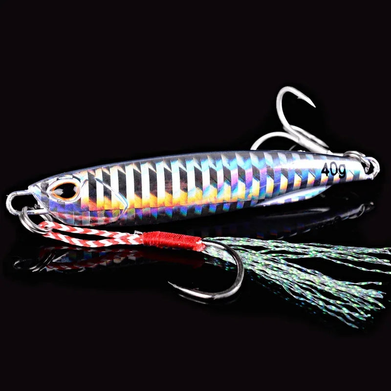 Metal gabarito isca de pesca 10g-60g elenco gancho swimbait 3d laser wobbler pique colher carpa spinner mar enfrentar kit pesca isca artificial