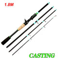 Light Carbon Fiber Lure Fishing Rods, Spinning Baitcasting Rod, Squid Octopus Boat Fishing, Ação ML, 1.8-2.1m, 4, 5 Seção, 3.5g-14g