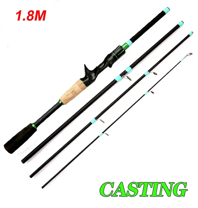 Light Carbon Fiber Lure Fishing Rods, Spinning Baitcasting Rod, Squid Octopus Boat Fishing, Ação ML, 1.8-2.1m, 4, 5 Seção, 3.5g-14g