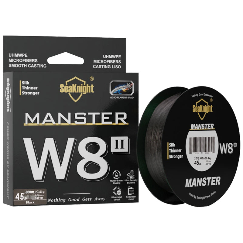 Seaknight marca w8 ii série linhas de pesca 8 tece 500m 300m 150m atualização forte trançado linha pe para pesca em água do mar 15-100lbs