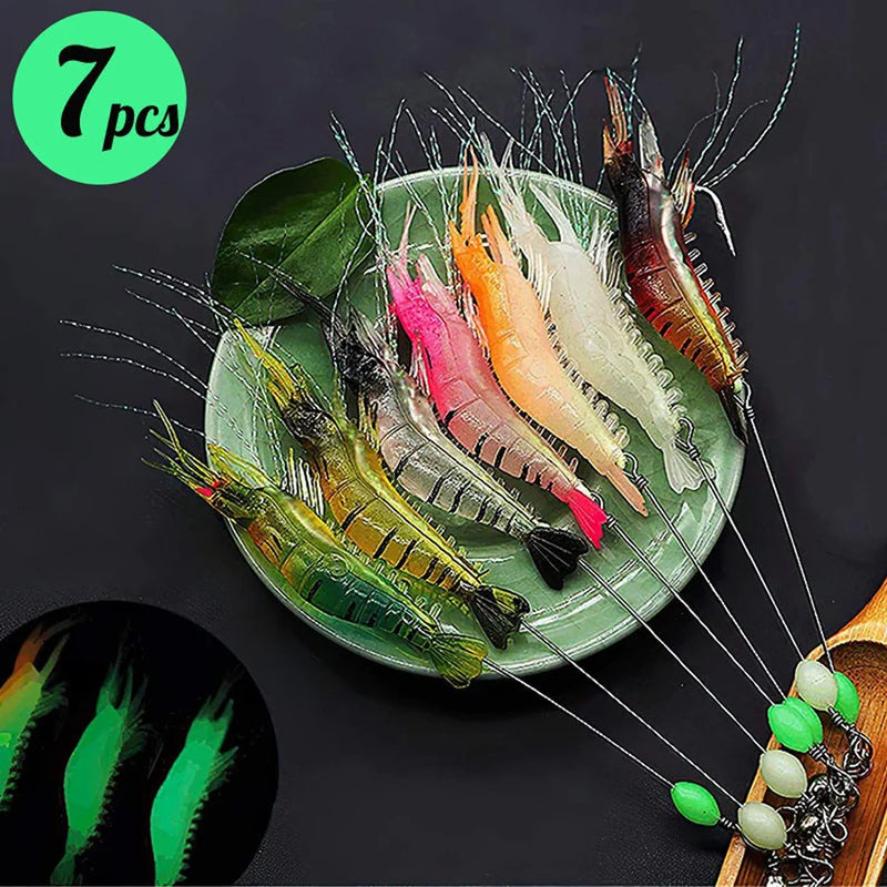 3pcs/7pcs iscas de camarão iscas de pesca isca de pesca artificial isca artificial ascesorios pesca