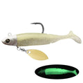 Taiyu gabarito cabeça iscas de pesca macias 21g t-tail silicone isca wobblers metal spinner colher isca para pique truta baixo equipamento de pesca