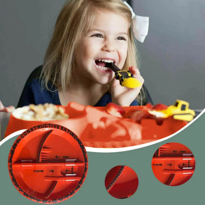 Kids 'Creative Dining Tool Set, PP Spoon Fork, Faca, Pá De Escavadeira De Escavadeira De Carro, Utensílios Seguros e Práticos