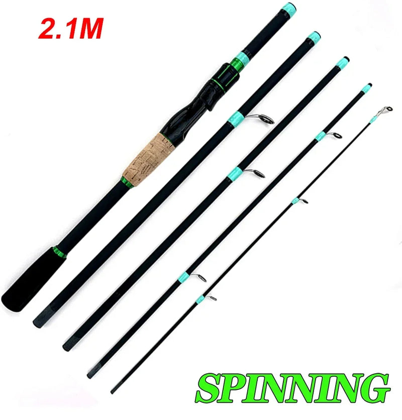 Light Carbon Fiber Lure Fishing Rods, Spinning Baitcasting Rod, Squid Octopus Boat Fishing, Ação ML, 1.8-2.1m, 4, 5 Seção, 3.5g-14g