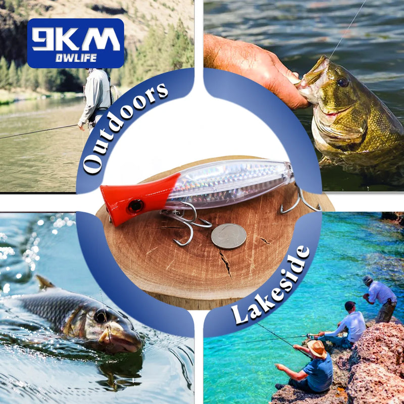 13cm popper isca de pesca de água salgada topwater popper iscas com gancho agudo para striper atum bluefish offshore grande predador peixe