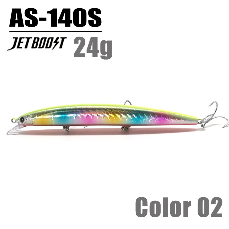 CASTFANATIC 24g 140mm Isca Minnow de Afundamento Lento AS140S Grandes Iscas Artificiais de Água Salgada Sea Bass Pike Fishing Frete Grátis