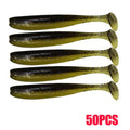 10-50 pçs 70mm isca de pesca macia artificial silicone truta shad carpa minhoca afundando isca t cauda jigging wobbler isca de pesca enfrentar