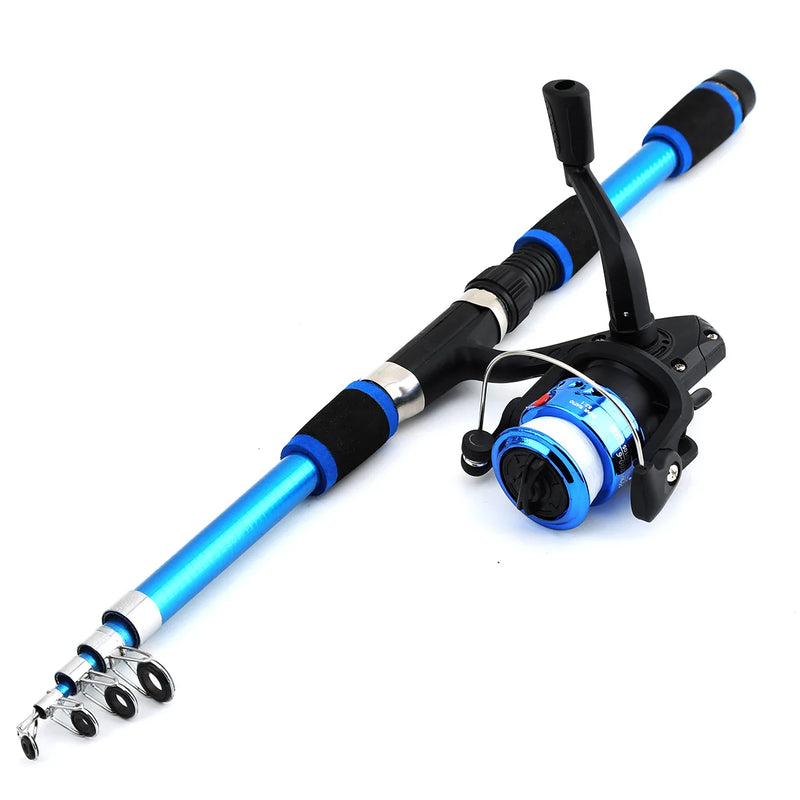 Conjunto de vara de pesca kits completos com vara de pesca telescópica e molinete iscas ganchos conjunto de pólo de viagem