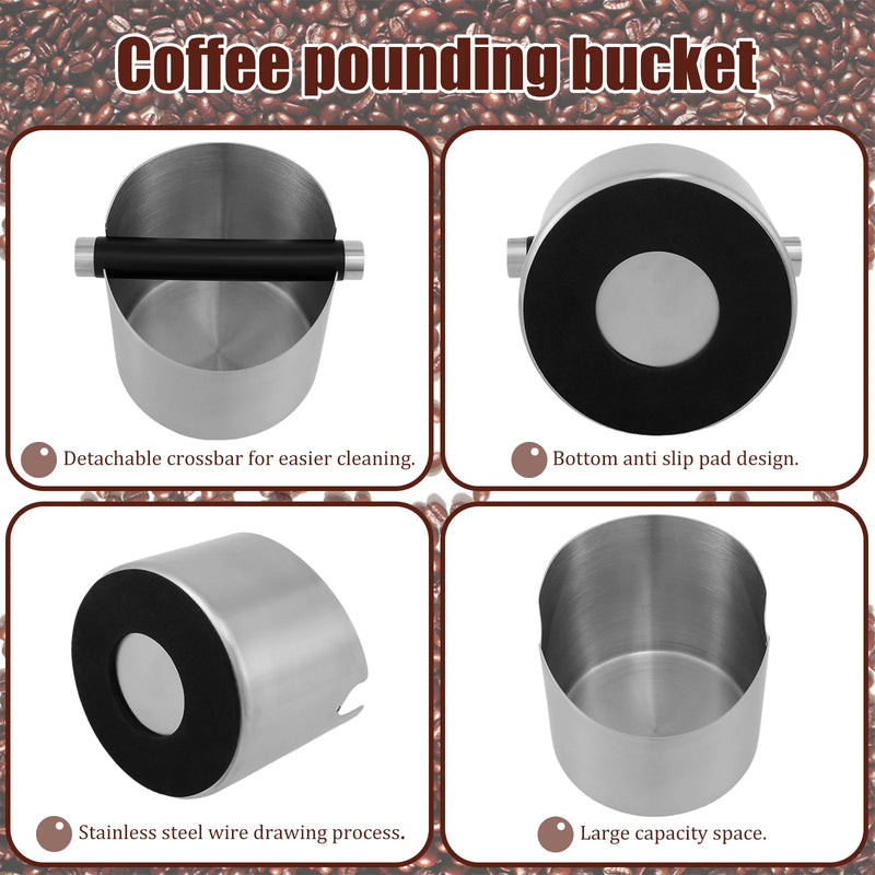 Caixa de batida de café de aço inoxidável caixa de batida de café expresso antiderrapante caixa de batida de café com anel de borracha chanfrado lixo de café