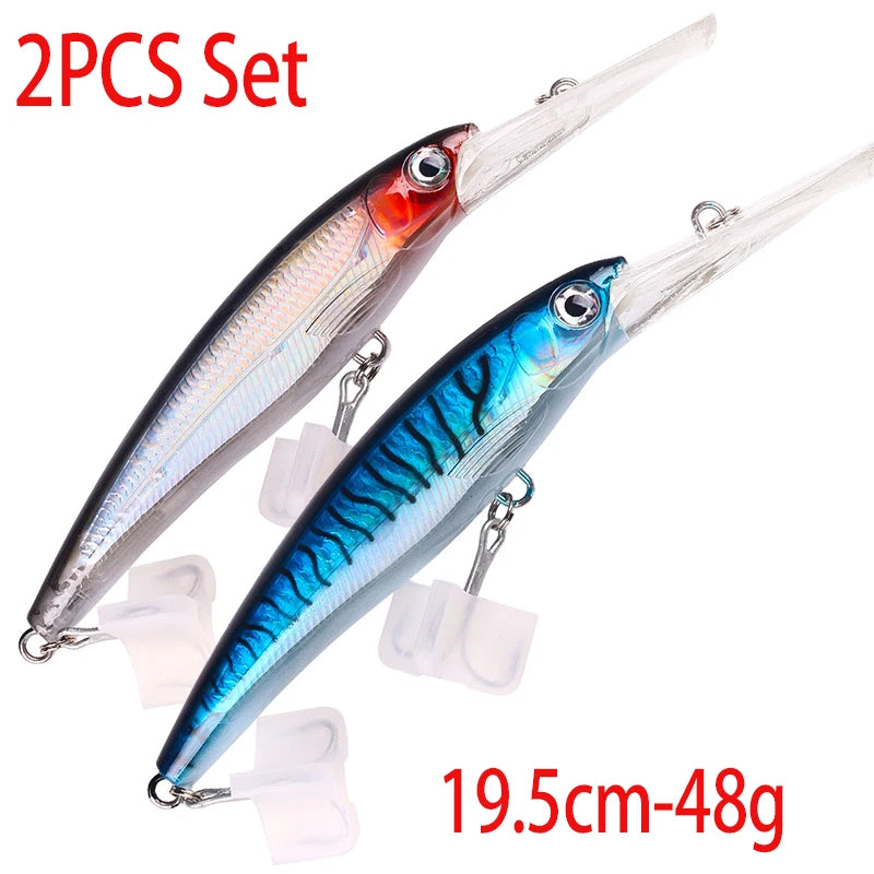 48-90-95g isca de pesca mergulho profundo minnow isca artificial wobblers enfrentar pesca carpa pique walleye original mar isca de pesca