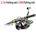 1.8-3.6m vara de pesca de fibra de carbono e carretel combo super duro telescópica pólo de pesca kit de carretel de fiação resistência máxima 3-8kg pesca