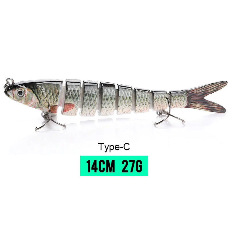 VTAVTA 10/14cm afundando wobblers iscas de pesca articuladas crankbait swimbait 8 segmento duro isca artificial para pesca enfrentar isca