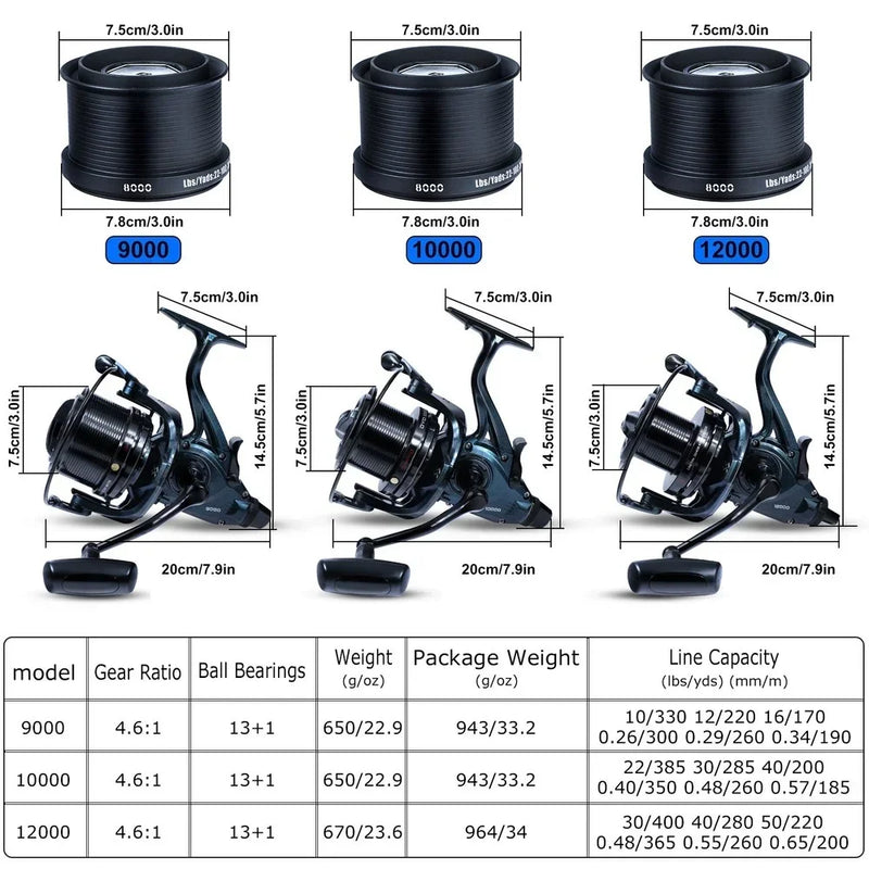 Sougayilang 9000-12000 carretel de metal completo jigging corrico fundição de tiro longo e água salgada surf grande mar fiação carretel de pesca