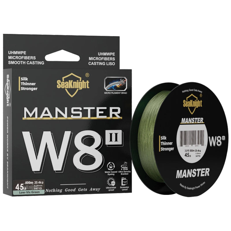 Seaknight marca w8 ii série linhas de pesca 8 tece 500m 300m 150m atualização forte trançado linha pe para pesca em água do mar 15-100lbs