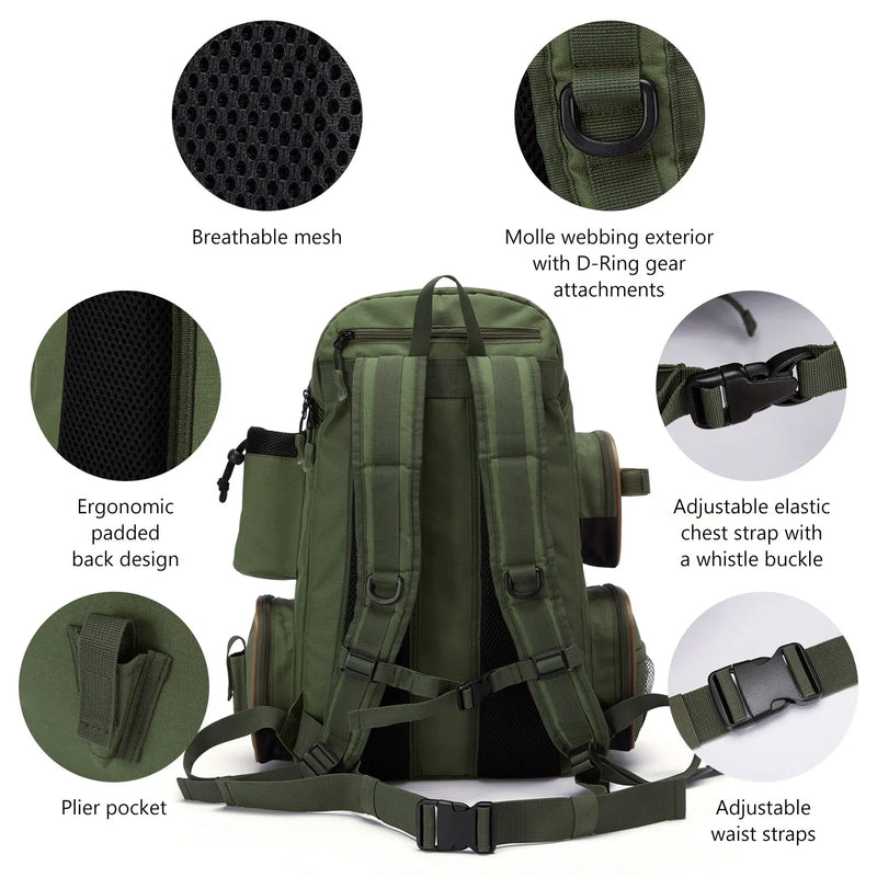 Bassdash Saco De Pesca Combater Mochila Leve Tático Combater Caixa Multifuncional