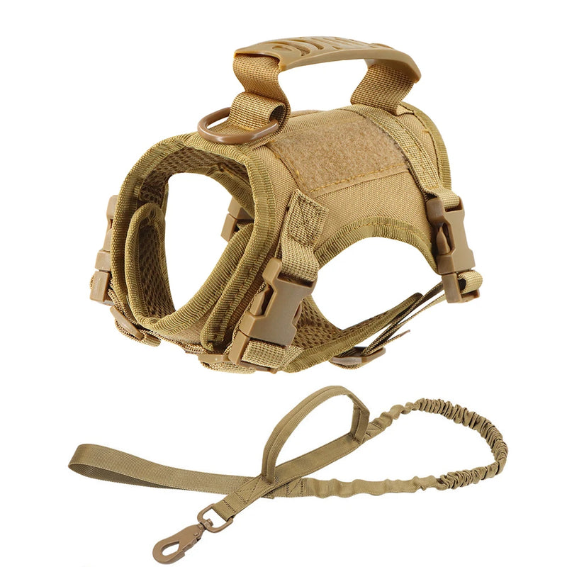 Arnês tático para gatos, para caminhada, à prova de fuga, ajustável, colete para animais de estimação, malha macia com alça de controle para gato grande, cachorro pequeno