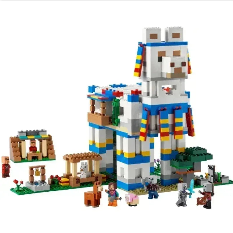 Miniso disneynew jogo mundo 1:1 restaurar alpaca aldeia compatível com 21188 blocos de construção tijolos brinquedos 1252 pçs crianças presente brinquedos