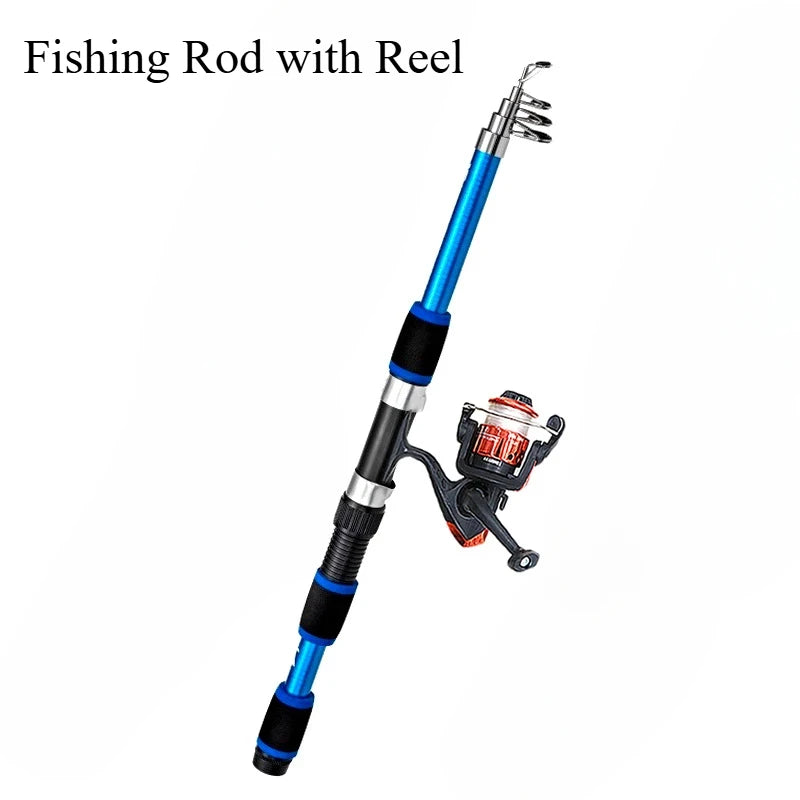 Vara de pesca portátil, vara de arremesso remota, fibra de vidro, 1.8/1.5m, vara de pesca telescópica, relação de engrenagem, molinete de pesca