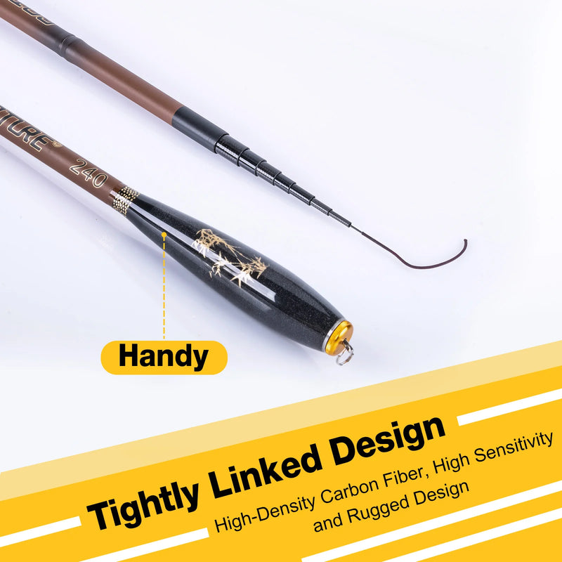 Goture-Vara De Pesca Telescópica Ultra Leve, Mini Pólo De Mão, Fibra De Carbono, Córrego, Lago, Equipamento De Pesca De Água Doce, 24T, 1,4 m-3,6 m