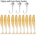 10 pçs isca macia 5.5cm 7cm 10cm t cauda worm 3 pçs jigging cabeça gancho 3g 5g 10g metal gabarito carpa pesca swimbait engrenagem kit isca