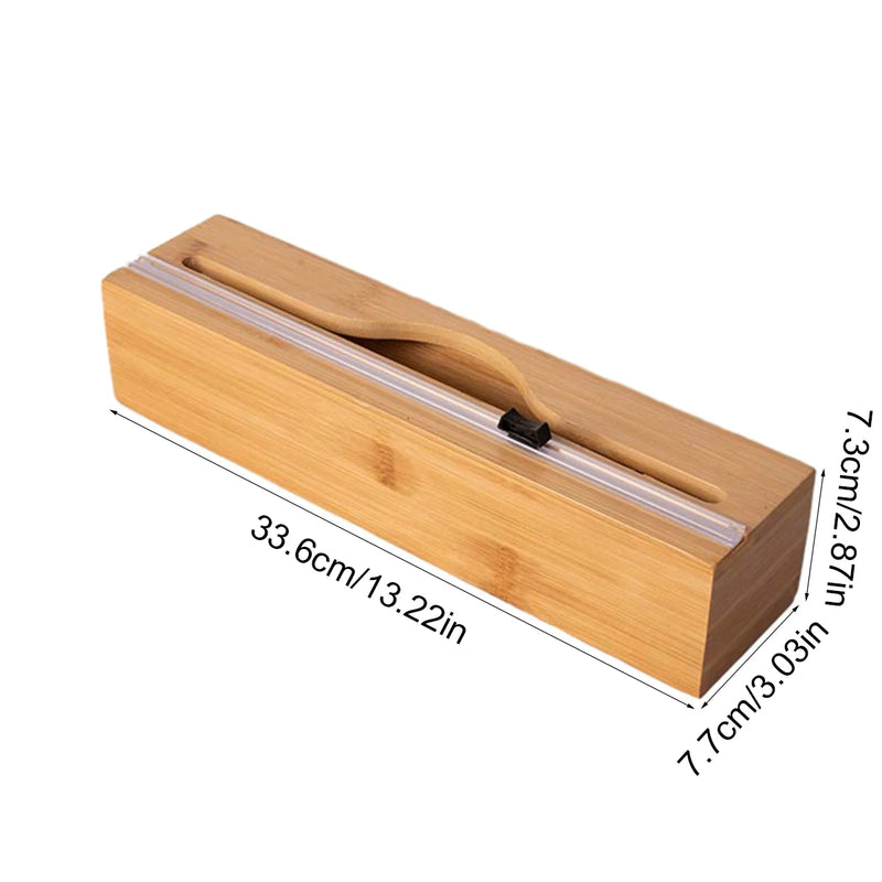 1pc dispensador de papel de cozinha com folha & caixa de cortador de filme aderente, suporte de corte de saco fresco de bambu, saco de lixo e saco de plástico de madeira st