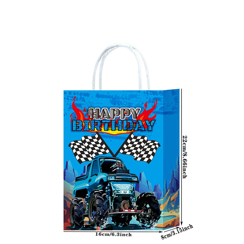 5/10/20/30/40/50 pçs monster truck festa favores corrida caminhão festa saco de presente mochilas com cordão caminhão decorações de festa de aniversário